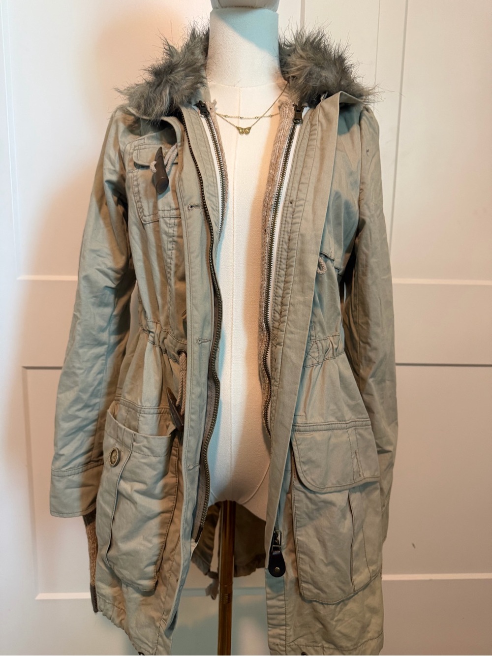 Free People Hooded Utility Parka in Olive